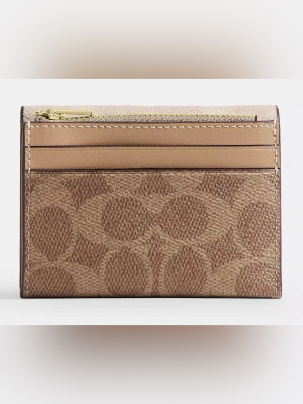 🤍New Coach Sand/Tan Signature Canvas & Leather Card Holder Wallet (Exclusive) - Picture 8 of 9